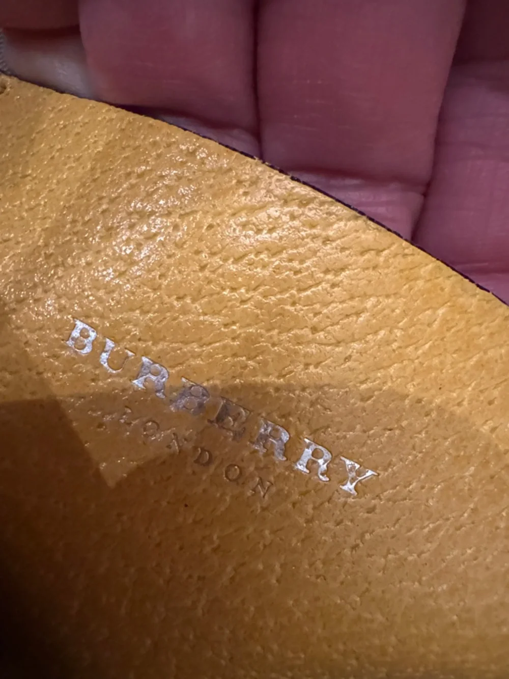 Burberry Yellow Pebbled Leather Mini Bag with Striped Strap - Picture 7 of 13